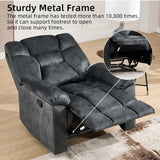 CANMOV Manual Recliner Single Sofa, Wall-Hugger Reclining Couch, Upholstered Sofa Chair with Armrests, Fabric Reclining Couch with Soft Cushion for Living Room, Grey CANMOV