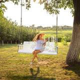 VINGLI Upgraded Patio Wooden Porch Swing for Courtyard & Garden, Heavy Duty 880 LBS Swing Chair Bench with Hanging Chains for Outdoors (5 FT, White) VINGLI