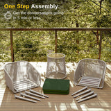 EAST OAK 3-Piece Patio Bistro Set, Patio Conversation Set with 2 Wide Ergonomic Chairs, Cushions & Glass Top Side Table, Outdoor All-Weather Wicker Furniture for Porch, Upgrade Ivory & Jungle Green EAST OAK