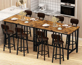 AWQM Space-Saving Faux Wooden Dining Set with 8 PU Upholstered Chairs for Modern Living AWQM