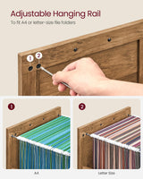 VASAGLE Lateral File Cabinet, Filing Cabinet with 2 Drawers, Printer Stand, 2 Open Compartments, Fit A4, Letter Size, Hanging File Folders, for Home Office, Farmhouse Style, Honey Brown UOFC049T41 VASAGLE