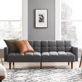 mopio Aaron Couch, Small Sofa, Futon, Sofa Bed, Sleeper Sofa, Loveseat, Mid Century Modern Futon Couch, Sofa Cama, Couches for Living Room, Bedroom (Dark Gray, Fabric) mopio
