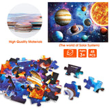 Jumbo Floor Puzzle for Kids Ages 4-8,Solar System Jigsaw Puzzles,48 Piece Space Large Puzzles for Toddler Ages 3-5,Preschool Learning Planets Toys Christmas Birthday Gift for Boys Girls IFLOVE