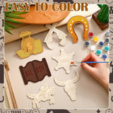 JellyArch 24 Pcs West Cowboy Painting Kits Unfinished Wood Hat Boots Cutouts DIY Wooden Painting Bulk Crafts for Adults West Cowboy Cutouts Refrigerator Magnets for Home Decoration JellyArch