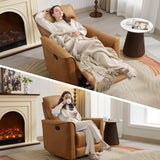 ANJ Manual Swivel Rocker Recliner, Glider Recliners with Padded Armrest and Backrest, Soft Leather Nursery Rocking Recliner Chair Reclining Sofa for Living Room ANJ