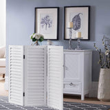 SOFE Wood Short Room Divider 3 Panel, 2.6 Ft Tall Shutters Folding Divider for Room Separation, White Room Partitions and Dividers Freestanding, Foldable Wall for Home Bedroom Office SOFE