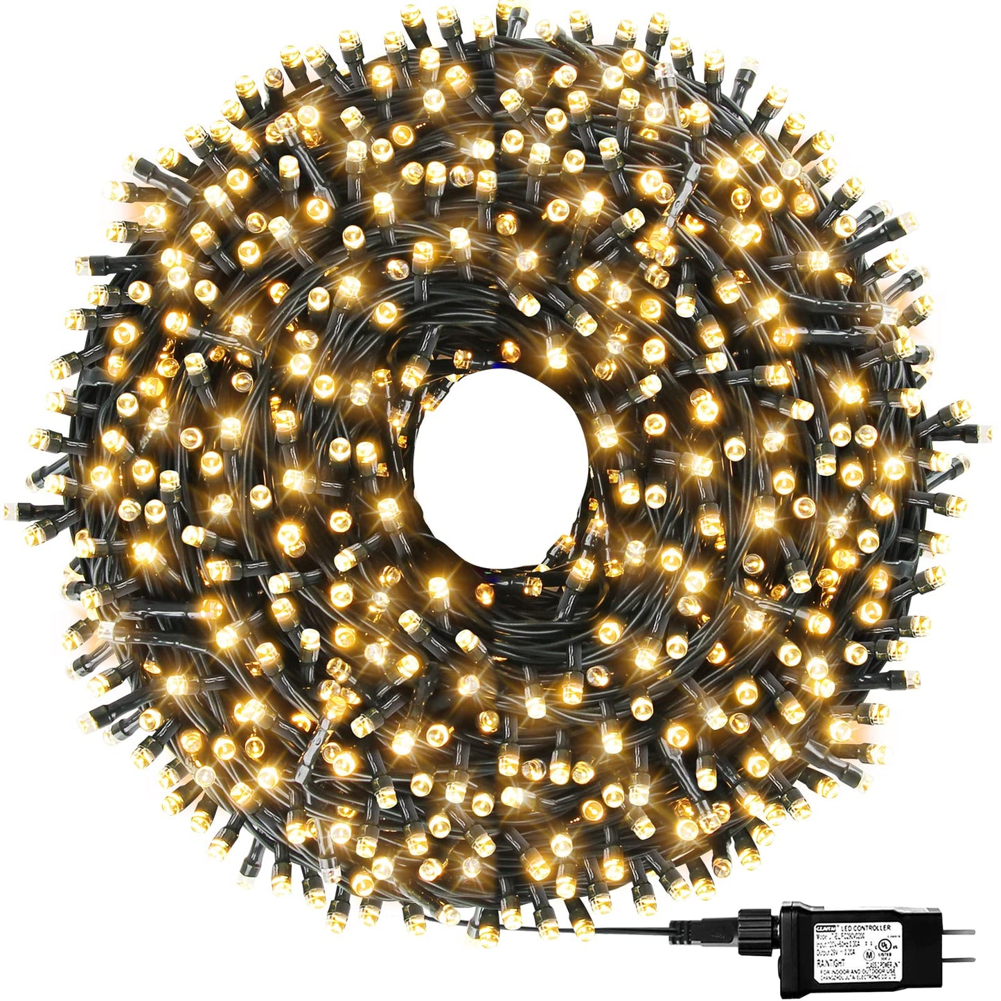 OUTYLTS 1000 LED 328ft 8 Modes with Timer Christmas String Lights IP55 Outdoor Waterproof UL Certificated Indoor Fairy Lights Garden Patio Wedding Christma Trees Parties Decoration Warm White