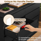 Hasuit Black Dresser for Bedroom, Long Dresser with 8 Drawers, 51.5''W Wooden Dresser Chest of 8 Drawers, Large Capacity Clothing Storage Cabinet, Wide Dresser for Bedroom Living Room Entryway Hasuit