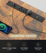 OffiGo Electric Standing Desk with 3-Piece Board, 71 Inch Height Adjustable Large Desk with Power Outlets, Sit Stand Table, Writing Computer Desk for Home, Office, Workstation, Rustic Brown OffiGo