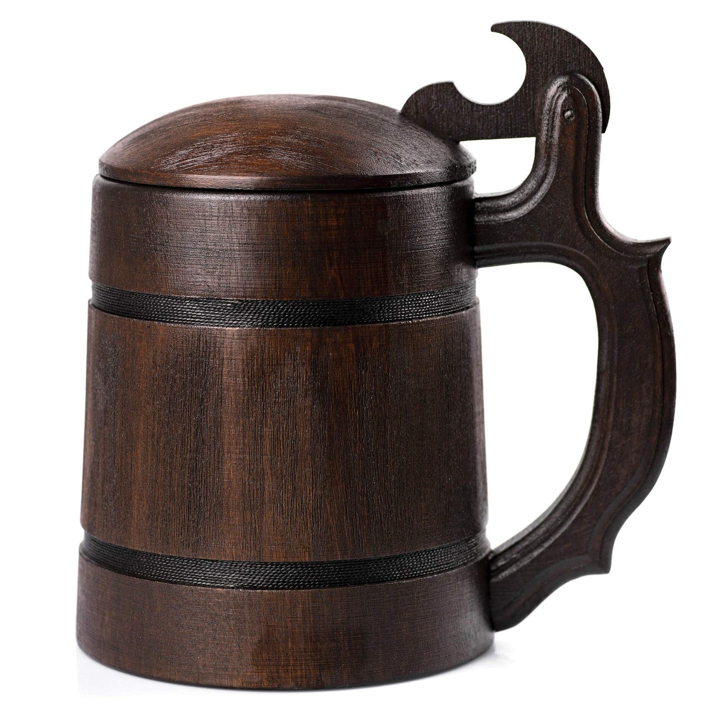 Wooden Beer Mug with Lid, 22 oz, Hunter Beer Stein, Pirate, Medieval, Fantasy, Plain Beer Tankard, DnD Gamer Gift, Geek Gift - WoodArtSupply