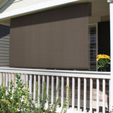 Windscreen4less Outdoor Shade Blinds Patio Roll Up Blackout Shades Exterior Roller Privacy Screen for Pergola Balcony Porch Carport Deck Window, 8' W x 11' L Brown Windscreen4less