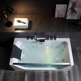 Empava 59 x 29" Whirlpool Tub,750W Acrylic Jetted Bathtub with 11 Jets,Hydromassage with Chromatherapy,3-Side Apron,58 Gallons,ETL Certified Empava