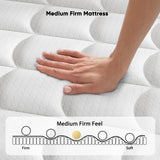 12 Inch Mattress Queen Size - 2025 Upgraded Hybrid Cooling Gel Memory Foam & Pocket Coils, Medium Firm Mattress in a Box for Back Neck Pain Relief, Motion Isolation, Edge Support, Breathable, White VIPNOW