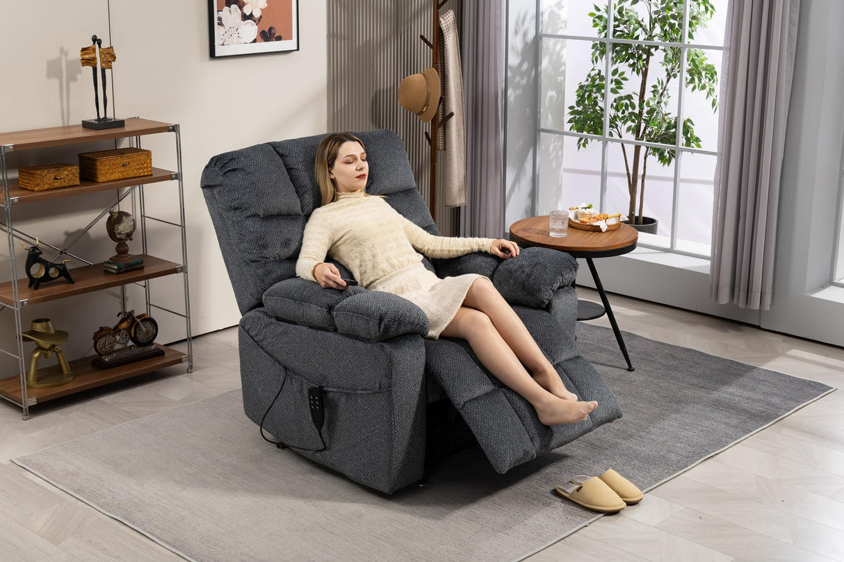 REHOUSING Oversized Power Lift Recliner Big Man 400lbs, Extra Wide Recliner Chair with Lifts Vertically for Elderly, Features Cup Holder, Heat and Massage, Zero Gravity Lay Flat for Adults (Grey) REHOUSING