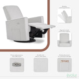 Evolur Harlow Upholstered Power Glider Recliner with USB Charging – Rocking & 360° Swivel with Smooth Glide – Greenguard Gold & FSC Certified – Modern Nursery and Living Room Chair in Fog Evolur