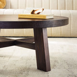 Walker Edison Colt Modern Farmhouse Solid Wood Round Coffee Table, 36 Inch, Espresso Walker Edison