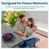 Pamapic 5 PCS Outdoor Dining Set, Spacious HDPE Outdoor Table with 2 Chairs and 2 Bench, Wood Grain Patio Furniture Sets with Elegant Armrest, All-Weather Patio Dining Table with Umbrella Hole, Gray Pamapic