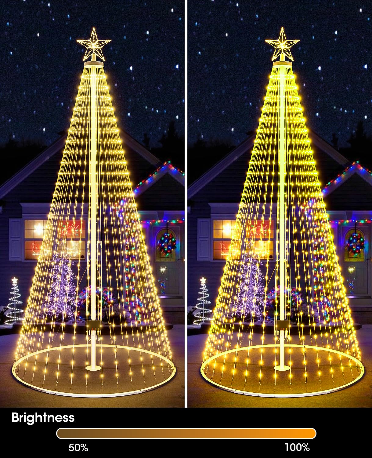 Esfos Led Outdoor Christmas Tree, 16 ft Prelit Christmas Tree, Smart Outside Christmas Tree Light Show App Control with 1008 LED Lights Color Changing Sync APP & Remote Control Christmas Tree Lighting