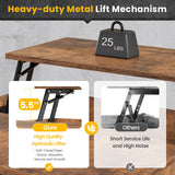 Itaar 31.5" Lift Top Coffee Table with Storage, Square Coffee Tables for Living Room, Coffee Table with 2 Fabric Drawers & Large Storage Shelvs, Rustic Brown Itaar