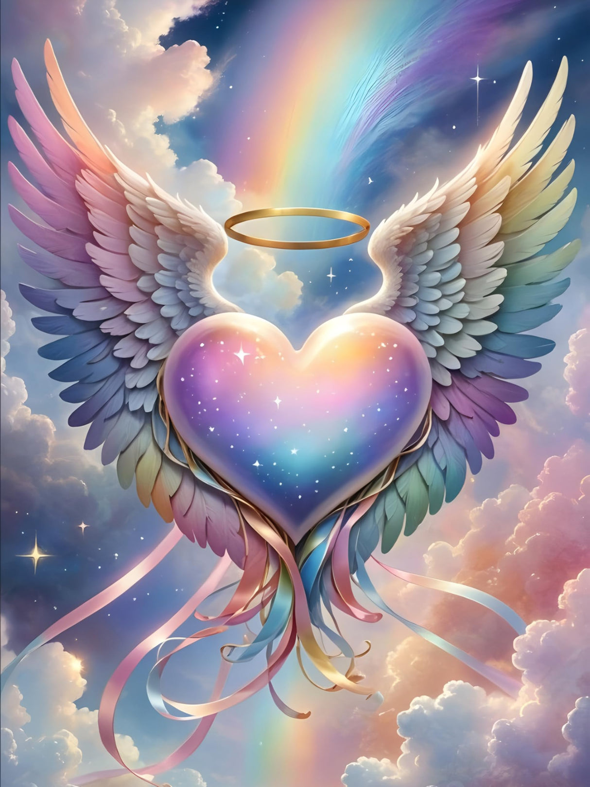 GMETINC Angle Love Heart Diamond Painting Kits for Adults, Flower DIY 5D Diamond Art Kits Full Drill Diamond Dots Paintings with Diamonds Gem Art and Crafts Home Decor 12x16inch GMETNIC