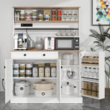 DEYAOPUPU Kitchen Pantry Cabinet,Kitchen Hutch Cabinet with Power Outlets,Doors and Adjustable Shelves,Freestanding Food Pantry with Large Storage Drawer for Dining Room, Living Room DEYAOPUPU