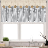 ASPMIZ Cotton Linen Kitchen Valance Curtains, Boho Rustic Button Linen Valances for Windows Farmhouse, Grey Stripe Valance Window Topper Treatment, Window Valances for RV Bathroom Cafe, 52 x 18 Inch ASPMIZ