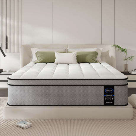 LETMOON King Size Mattress, 14 Inch Medium-Firm Hybrid King Mattress, Cooling Memory Foam & Pocket Springs, Motion Isolation & 3 Coils Edge Support for Side & Back Sleepers LETMOON