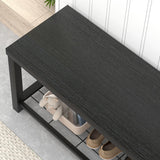 EXCEFUR Entryway Bench, Modern Wood and Metal Storage Bench for Hallway Front Door Entrance, Industrial Indoor Shoe Rack Bench Seat for Bedroom Living Room, 43.3 Inch Black EXCEFUR