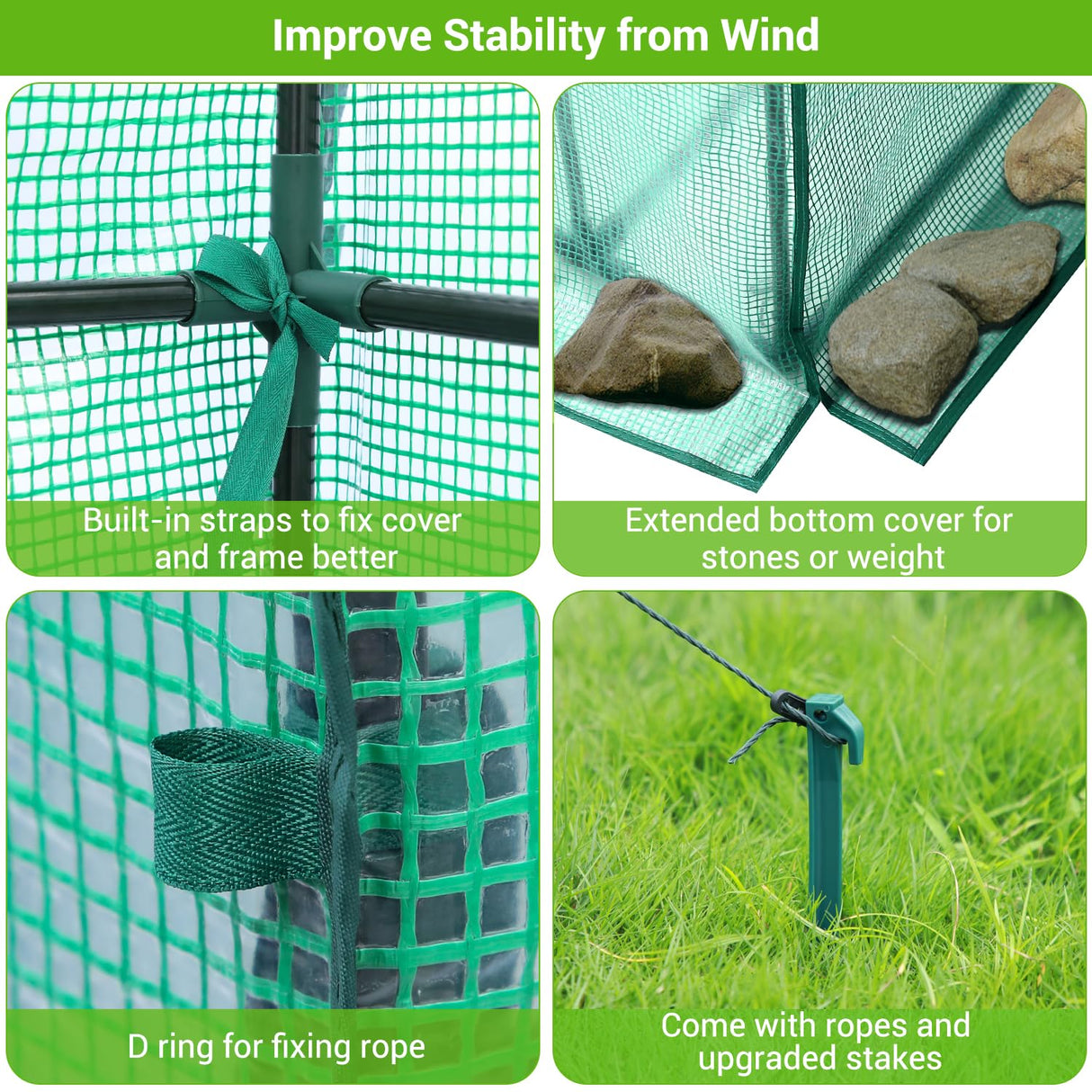 Greenhouse for Outdoors with Screen Windows, Ohuhu Upgraded 4 Tiers 11 Shelves Walk-in Greenhouses with Durable PE Cover, Outside Garden Plastic Green House with Ground Pegs & Ropes for Stability Ohuhu