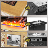 9-Piece Outdoor Patio Furniture Set with Large Fire Pit Table, Boho Wicker Outdoor Conversation Sectional Set & 60,000 BTU Rectangle Propane Fire Pit, Storage Box & Tempered Glass Coffee Table LYNSLIM