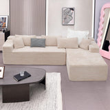 Boneless Modular Sectional Sofa, Cloud Couch with Right Facing Chaise, Oversized Deep Seat, L-Shaped, Soft Corduroy Fabric, Sectional Couch for Living Room -Beigey NMXUXMN