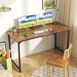 Huuger Computer Desk, 48 Inch Office Desk, Gaming Desk with Storage, Writing Desk Work Desk for Home Office, Study, Modern Simple Desk, Large Legroom, Metal Frame, Rustic Brown Huuger