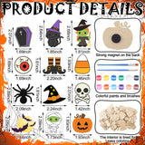 Mootycapa 24 Pcs Halloween DIY Wooden Magnets to Paint, Cute Glow in The Dark Wood Painting Crafts, Fridge Magnets Craft Kits for Boys Girls Gifts School Home Party(Pumpkin Skull) Mootycapa