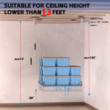UODENGA Overhead Garage Storage Rack,4x4FT Ceiling Storage Racks Lift,Adjustable Organization System,Workshops or Basements(Black) UODENGA