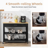 Shintenchi Kitchen Island Cart with Storage,Rolling Kitchen Island Side Table on Wheels with Large Worktop,Storage Cabinet,Towel Rack,Drawers and Open Shelves for Kitchen,Dinning Room,Black Shintenchi