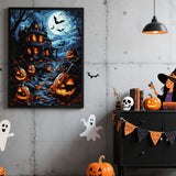 EMIEAUFG Creative Paint by Number Kit for Adults,Halloween Haunted House DIY Paint by Numbers Set for Home Decor and Gifting - 12x16 Inch EMIEAUFG