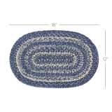 VHC Brands Farmhouse Great Falls Blue Table Placemat, Blue White, Jute Blend, Oval, 12x18 Inches VHC Brands
