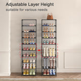 Autonomier 10 Tier Tall Shoe Rack, Non-Woven Fabrics Compact Narrow Shoe Stand Shelf, Vertical Small Space Saving Storage Organizer for Closet Floor, Front Door Entrance, Entryway, Black Autonomier