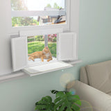 Cat Window Box, Universal Cat Window Perch Catio with Waterproof Transparent Top Fits Double Hung Frames 24" to 42.5" Wide, for Sunbathing, Napping & Nature Viewing GDLF