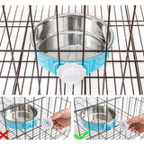 QIYADIN Dog Crate Bowl, Hanging Stainless Steel Removable Pet Crate Water & Food Bowls, Pet Cage Feeder Container Coop Cup for Cat Puppy Birds Rats Guinea Pigs Rabbit Hamster (2PCS) QIYADIN