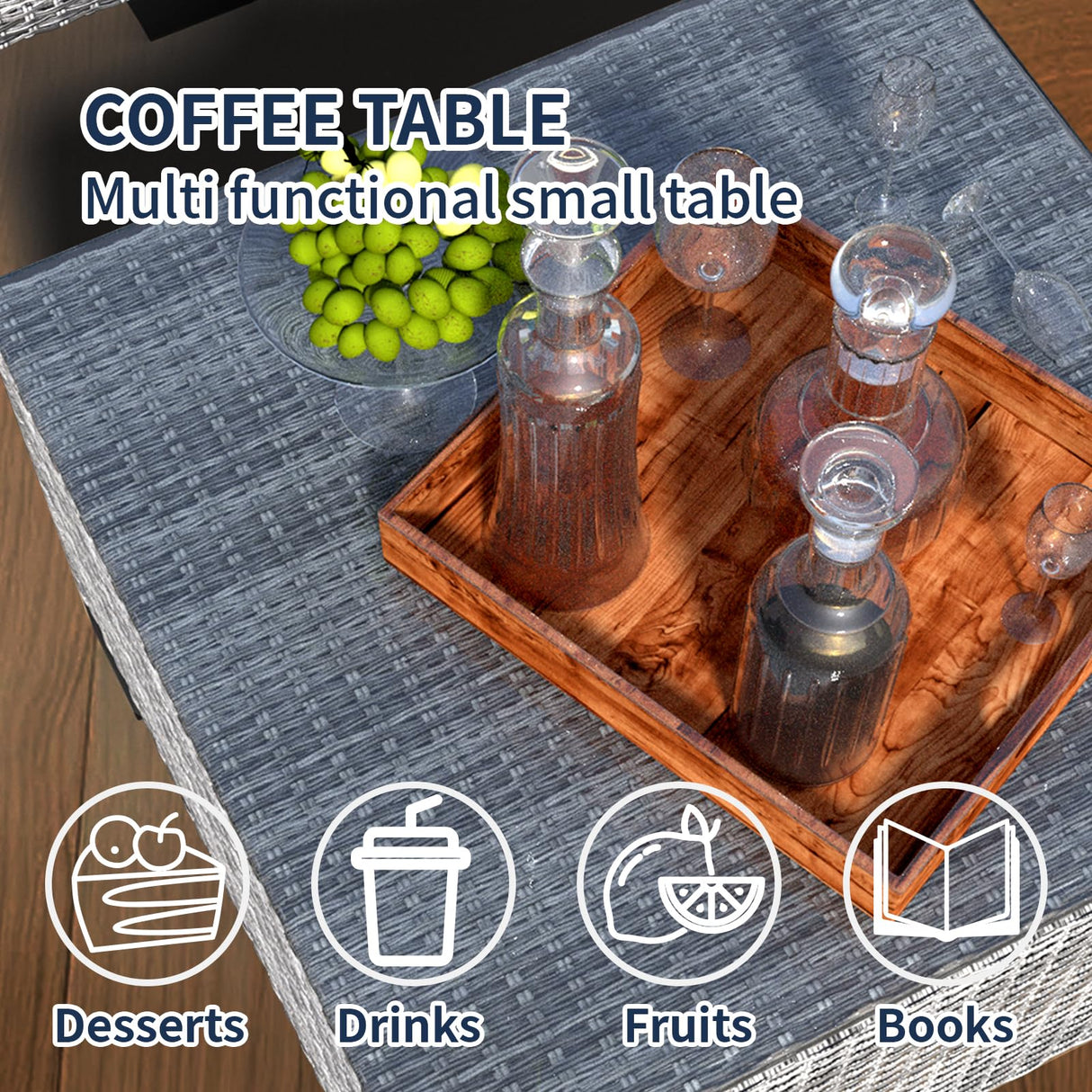 JMGJOY 7 Piece Patio Furniture Set, Rattan Outdoor Patio Conversation Sets, Outdoor Sectional Furniture with Cushion and Coffee Table, for Deck, Backyard, Garden, Field Gray JMGJOY