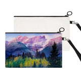 2 Pack Sublimation blanks cosmetic bag,Travel Pouch,makeup bags with Wristband,Heat press for DIY,Zipper closure Toiletry bag,Linen fabric,double side printing,9.45”x6.3” Zeloyaut