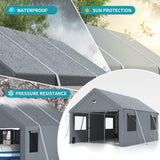 Carports 20X20 Heavy Duty,Car Ports with 180G Removable Side Walls,Carport Canopy,Portable Car Port Garage,Car Shelter All Weather,Grey Sannwsg