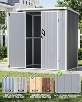 NOVIRE 5x3 Resin Garden Sheds & Outdoor Storage on Clearance, Weather-Resistant Plastic Shed with Floor and Lockable Door for Garden Tools, Lawn Mower, Bike, Backyard Organization, Aritic Light Grey NOVIRE