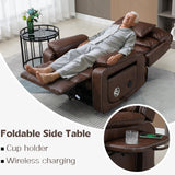 JIKFRIMA Power Lift Recliners Chairs for Elderly Adults Lay Flat Recliner with Heat & Massage, Wireless Charging Device, USB Ports, Cup Holder, Lumbar Pillow, 400Lbs（Faux Leather,Dark Brown） JIKFRIMA
