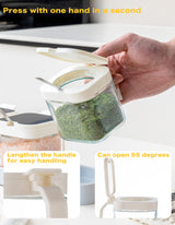 Mlici 8.6 oz Condiments Container Seasoning Jars, Kitchen Spicy Jars with Lids and Spoons, Tea Coffee Sugar Canisters Glass Spice Box, Set of 3, White Mlici