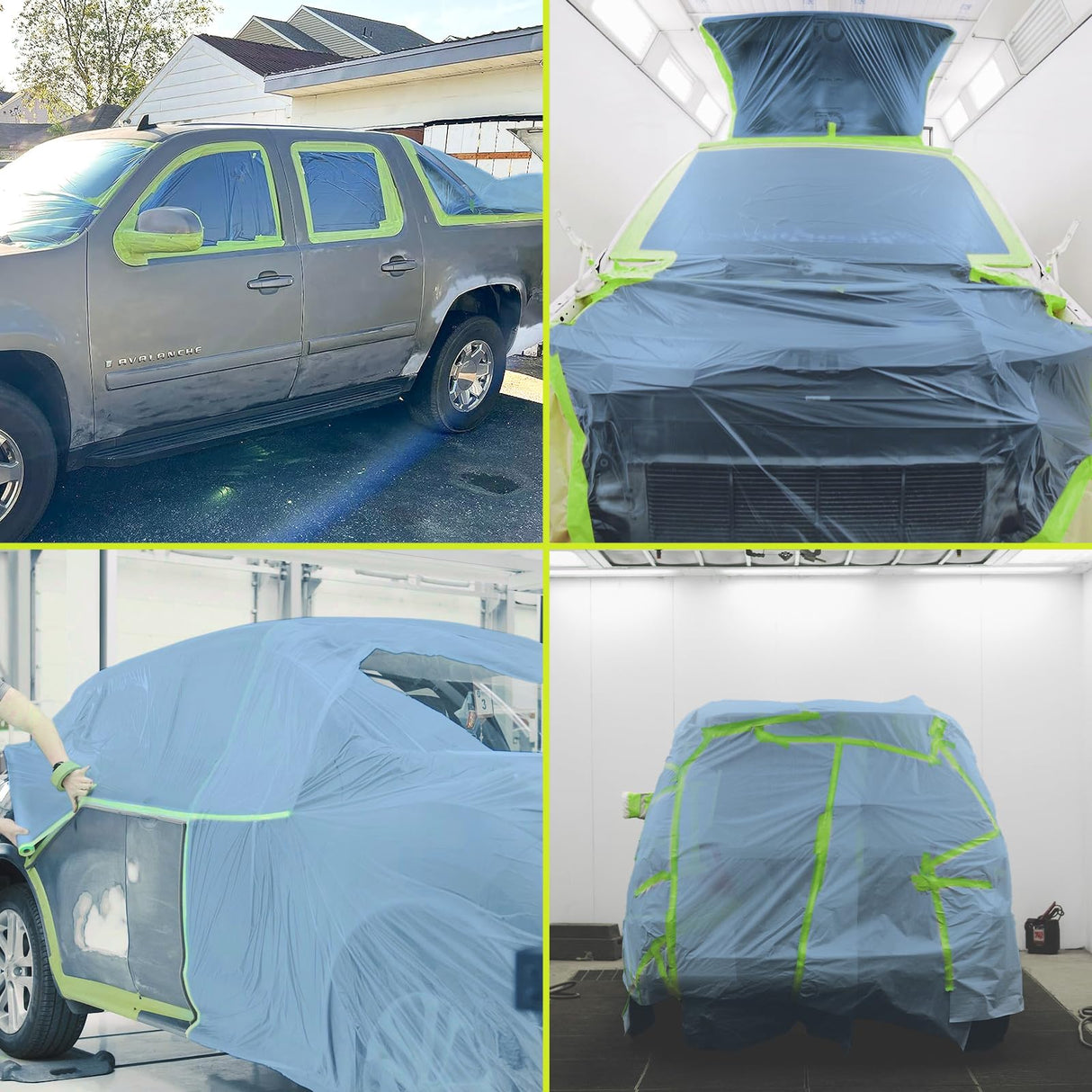 Pre-Taped Masking Film for Painting - 22" x 66' Painters Plastic Sheeting with Automotive Paint Tape and Drape for Covering Cars, Walls, Windows and Furniture Protection (2 Rolls) Tangibay