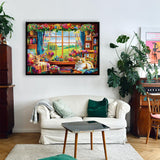 Flower Garden Puzzle for Adults 1000 Pieces, PICKFORU Nature Puzzle Features Flowers Teacups, Quilt, Dog Cat Puzzle, Spring Plant Floral Puzzle Challenging PICKFORU