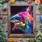 VNUIEHG Colorful Rainbow Shark DIY Paint by Numbers for Adults Sea Animals in Space DIY Oil Painting Acrylic Paint Painting Kits Canvas with Acrylic Paint Galaxy Animals Art 16x20 Inch VNUIEHG