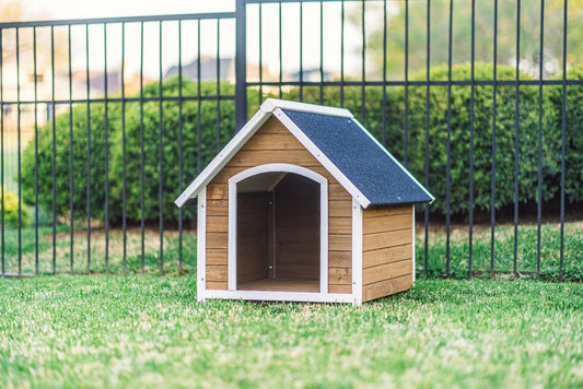 Zylina Country Lodge Wood Dog House with Asphalt Roof, 40" x 33" x 35"